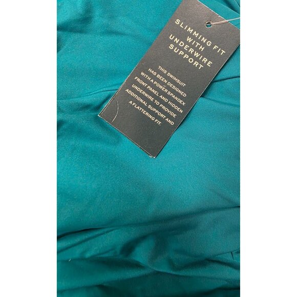 NWT One Piece Ralph Lauren Womens Slimming Fit Teal Swimsuit Sz 14 Underwire - Picture 4 of 8